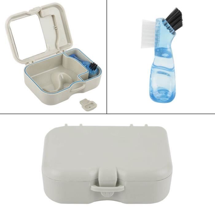 Atyhao Boîte à prothèse 1pc boîte de rangement pour fausses dents prothèse avec miroir et brosse propre appareil dentaire