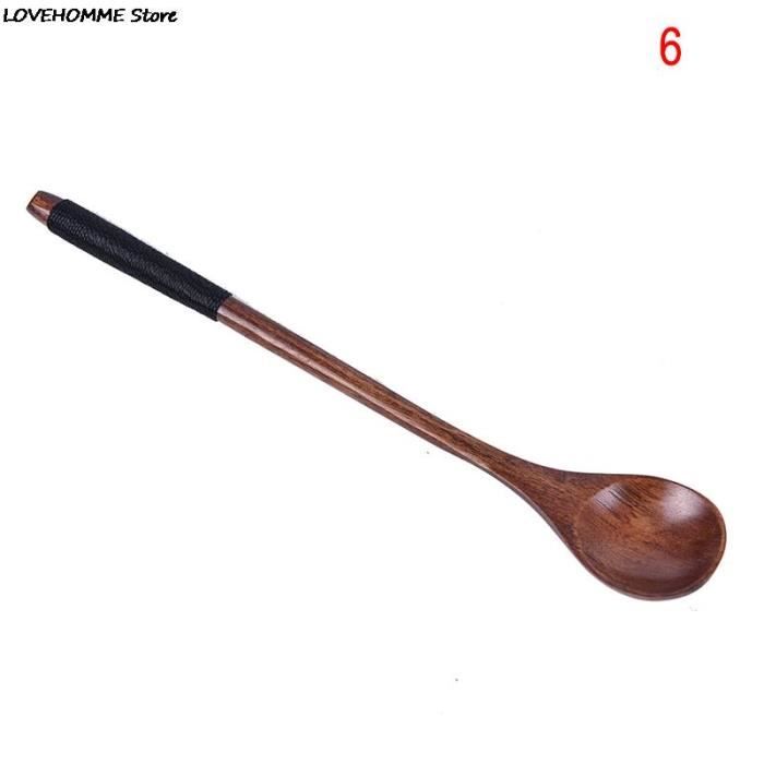 Cuillère Ronde En Bois De Teck 25 Cm - Grande Cuillère Cuisine Résistante à La Chaleur - Surface Lisse