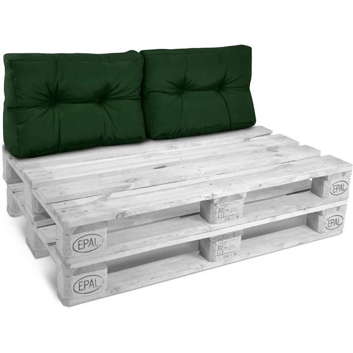 Coussin Pour Palette Euro - Dimensions 120x80x15 Cm - Tissu Polaire - Intérieur/extérieur - Vert