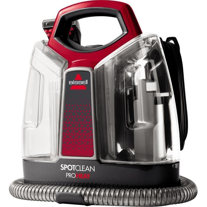 BISSELL 36988 Spotclean Pro Heat - Nettoyeur sol à eau portatif - 2 réservoirs 1,1L et 1,4L - Brosse 8cm - Technologie Heatwave