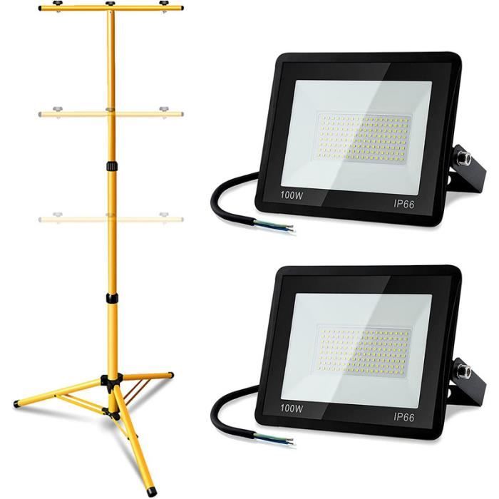 4x Projecteur LED 100W Détecteur Mouvement - Blanc Froid 6000K IP65 Étanche, Éclairage Extérieur Puissant Jardin, Garage, Sécurité
