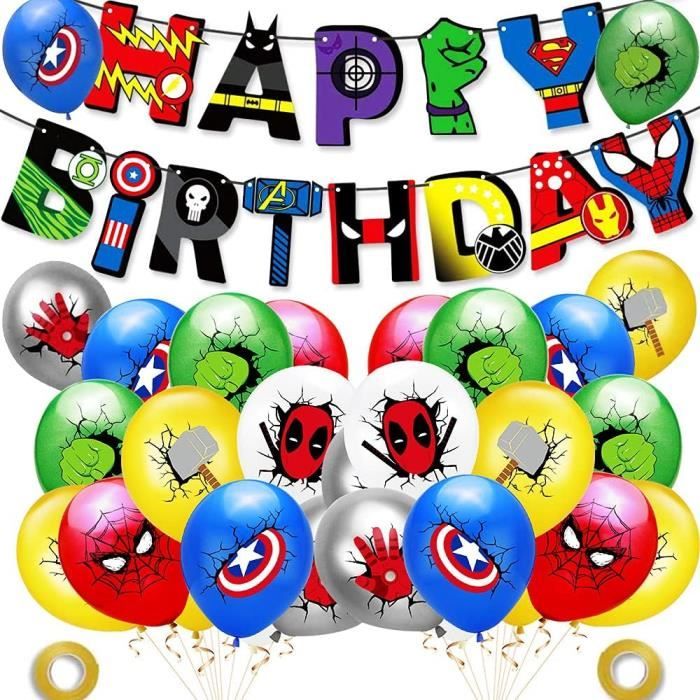 Ballon,Décoration Anniversaire Super Heros Ballons Superhero Ballons Joyeux Anniversaire