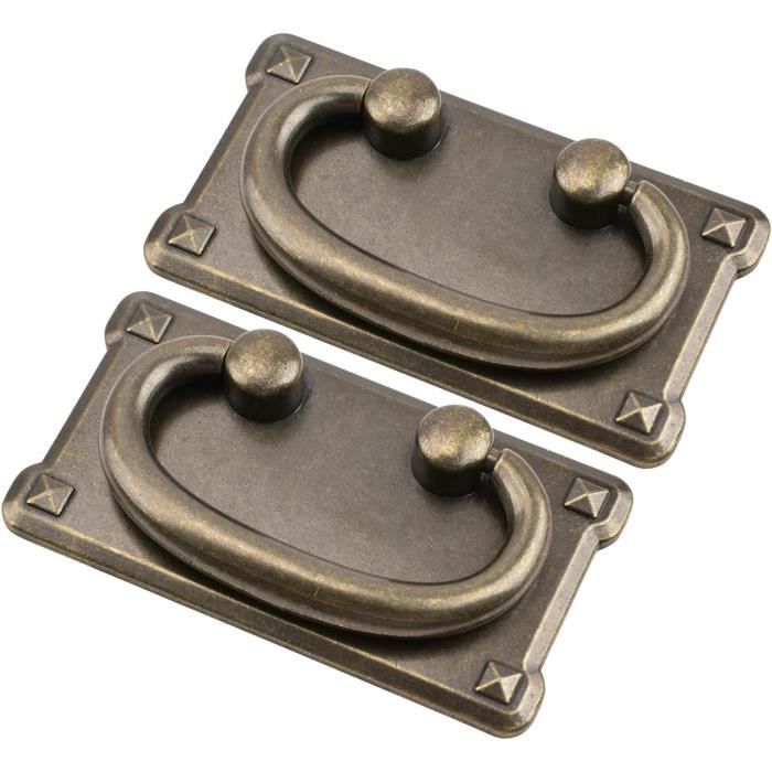 Poignées Tiroir Laiton Vintage Tiazza – Lot De 2 – Bronze – Style Bibliothèque Ancienne
