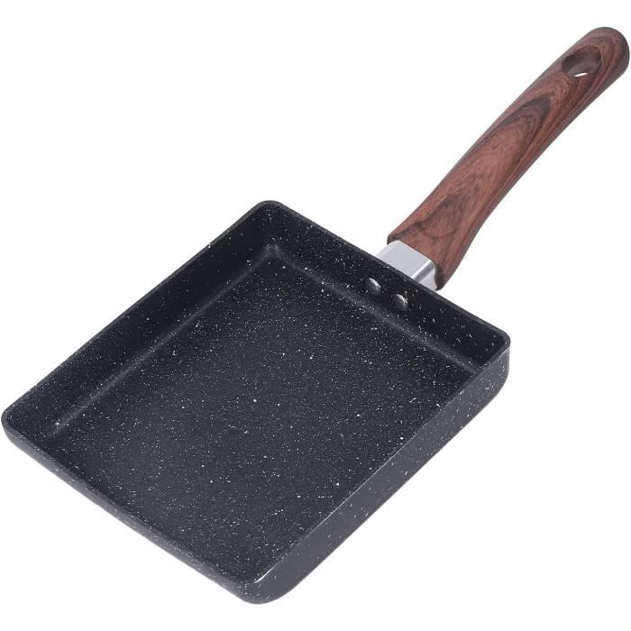 Artcome Poêle Tamagoyaki Japonaise Mini – Anti-Adhésive Pierre Maifanite + Spatule, Brosse, Assiette & Éponge Magique – Parfaite Omelette Sushi (Gris)