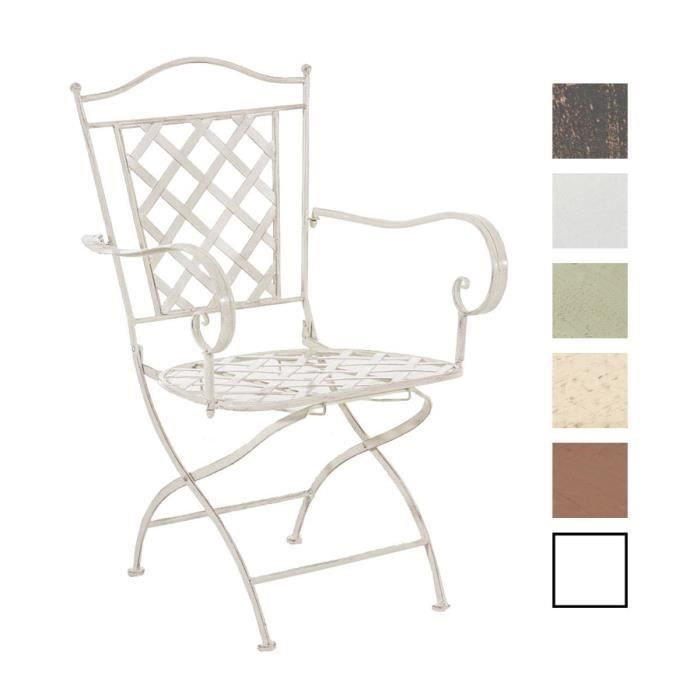 Chaise de jardin - CLP - Adara - Fer forgé - Pliable - Crème antique