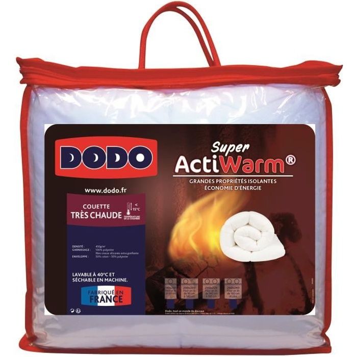 Couette Très Chaude 450gr/m² - DODO -SUPER ACTIWARM - 240 x 260 cm - Blanc