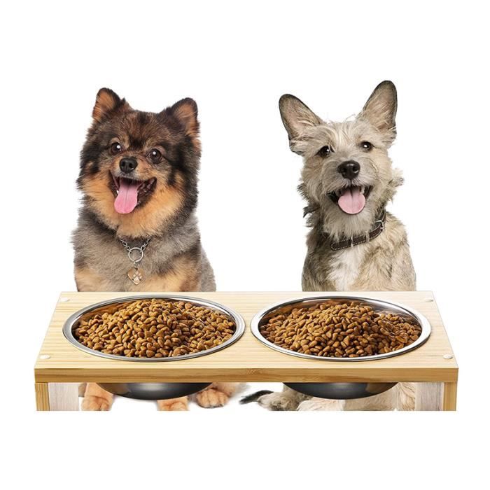 YUEGMES Gamelle pour Chien Distributeur de Nourriture avec 2 Bols en Inox