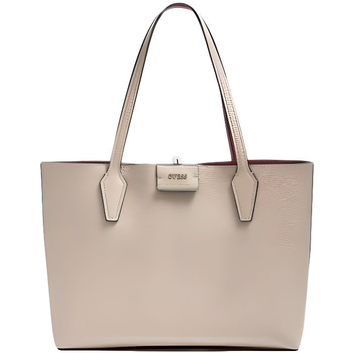 Guess Sac Cabas Bobbi Inside Out Taupe Rouge Cdiscount Bagagerie Maroquinerie