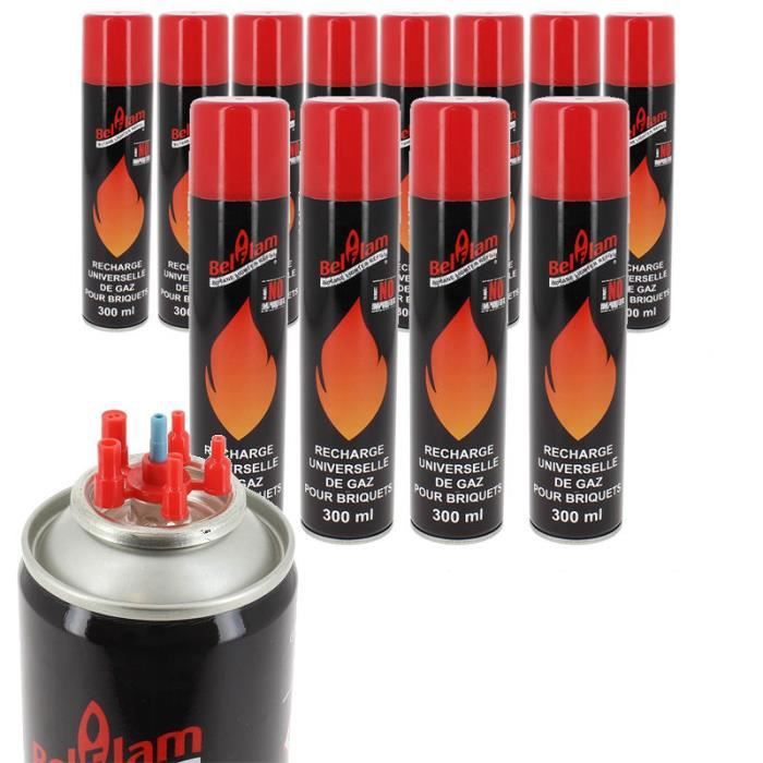 LOT DE 20 BOUTEILLES RECHARGE UNIVERSELLE GAZ BRIQUET 300 ML 5