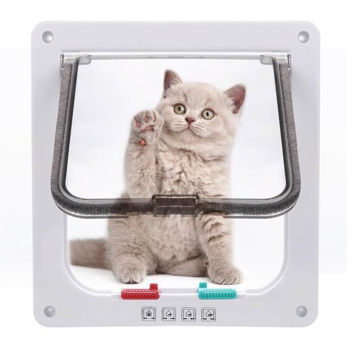 Chatière Pour Chat Avec Magnétique À 4 Voies, Porte Pour Animaux De  Compagnie Pour Chats/Petits Chiens (S: 19 X 20 X 2.1 Cm, Blanc) - Cdiscount  Animalerie