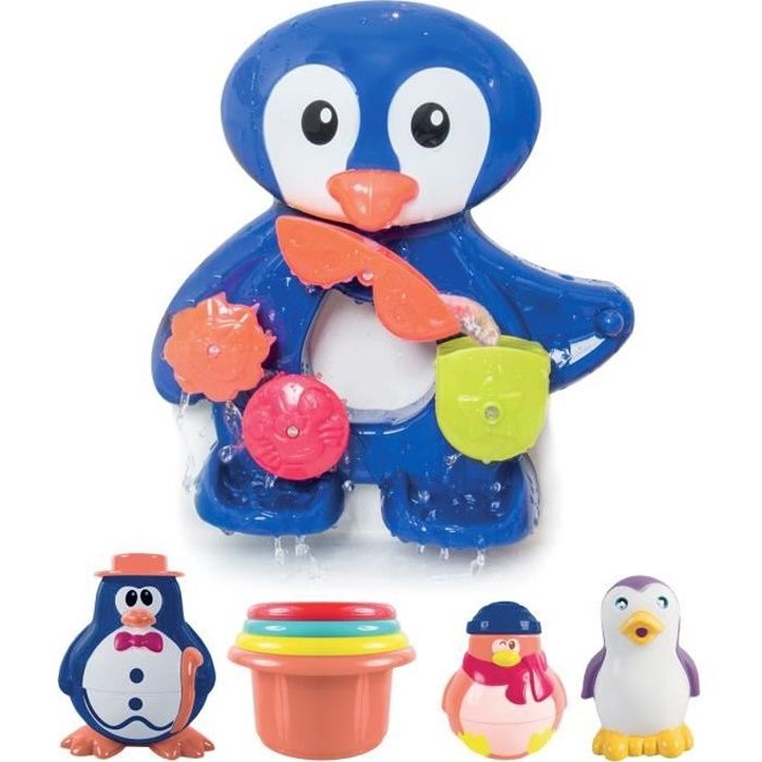 Coffret de Bain Pingouin - LUDI - Jouet de bain avec ventouses et accessoires sensoriels - Mixte - Dès 12 mois