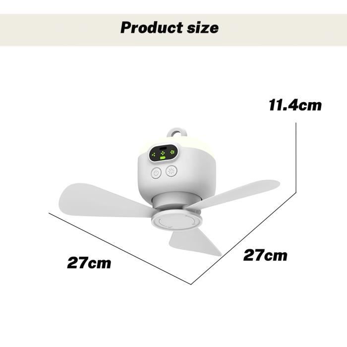 Ventilateur De Plafond De Camping 8000mah 4w avec veilleuse ventilateur De tente portable rechargeable USB avec télécommande - Joulli