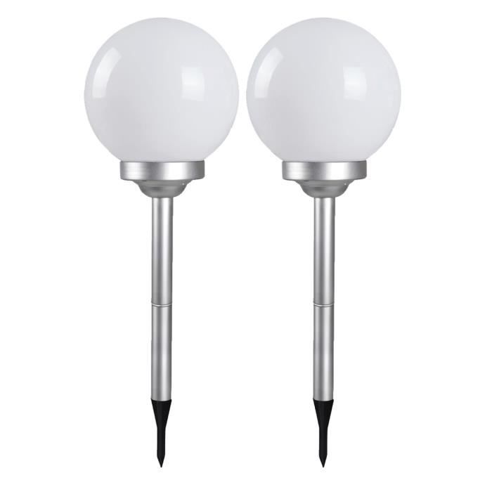 Boule lumineuse solaire - JUANIO - Lot de 2 - Ø25 x H67 cm - Blanche - LED 8h