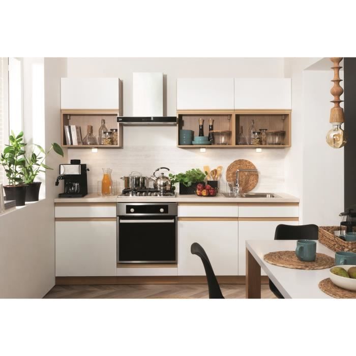 SEMILINE Cuisine complète L 240cm Blanc et chêne