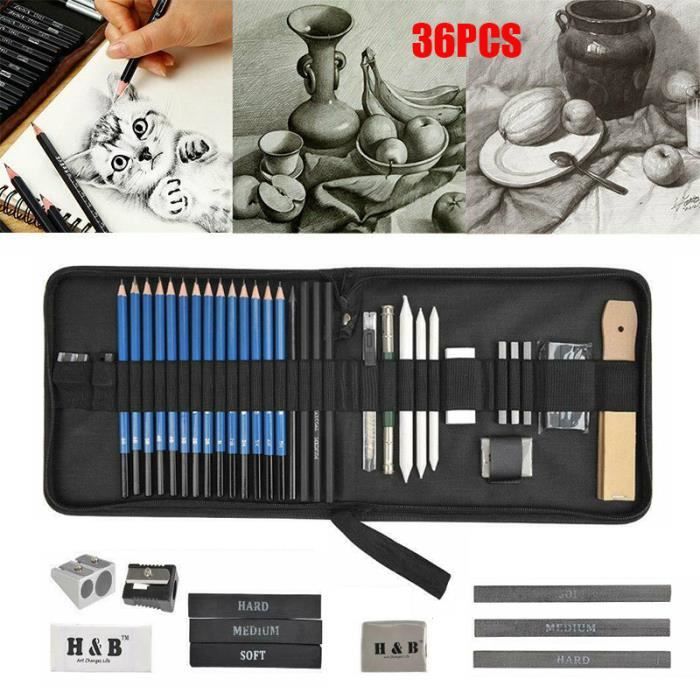 35pcs kit de dessin professionnel croquis crayons materiel art peinture esquisse etui a cdiscount beaux arts et loisirs creatifs coloriage clown tueur
