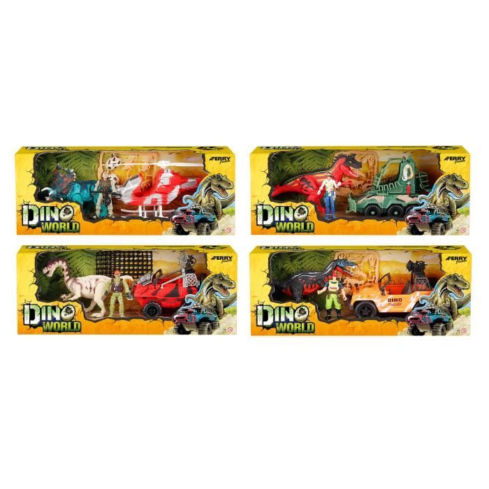 Coffret Dino World - coffret dinosaure avec figurine et véhicule