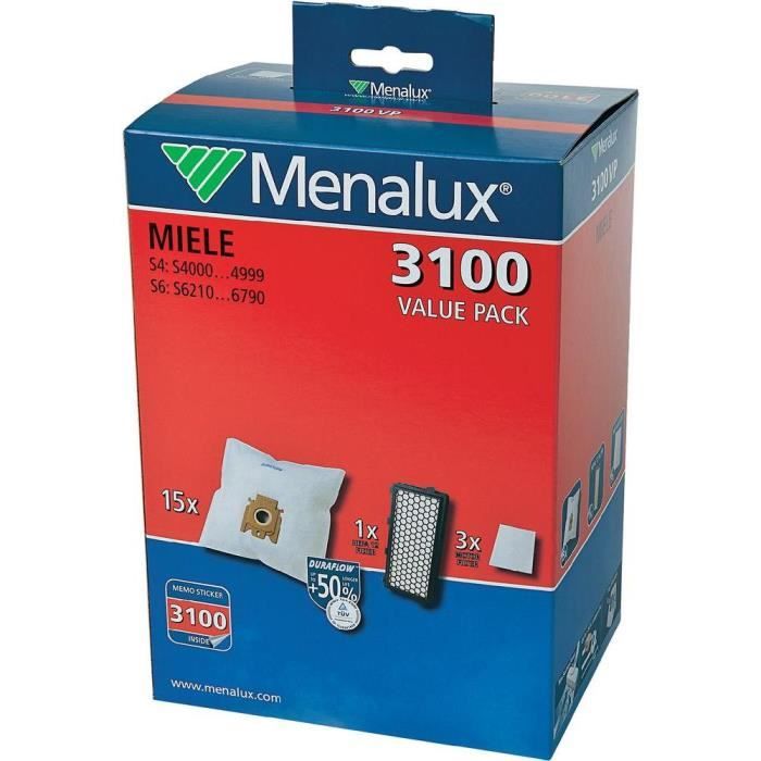Menalux Pack 3100VP 15 sacs aspirateur 3100 + 1… - Cdiscount Electroménager