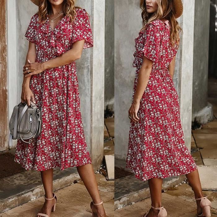 robe mi longue manches courtes