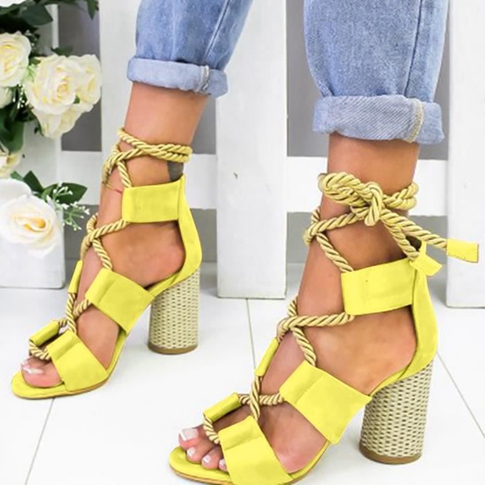 Sandales Plates Femme Corde Brides CroiséEs Vintage Escarpins Femmes Tissent La Mode Croix NouéE Plat Rome Chaussures Tissage de Corde de Chanvre Angelof Sandales Femmes 