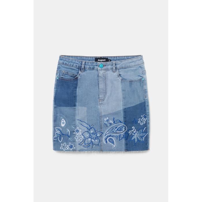 Jupe Short Desigual Bleu Foncé - Taille 38 - Jean - Très Bon état D'occasion