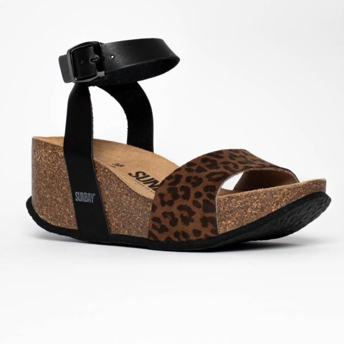 SUNBAY Sandales compensees PEONY Marron Marron Cdiscount Chaussures