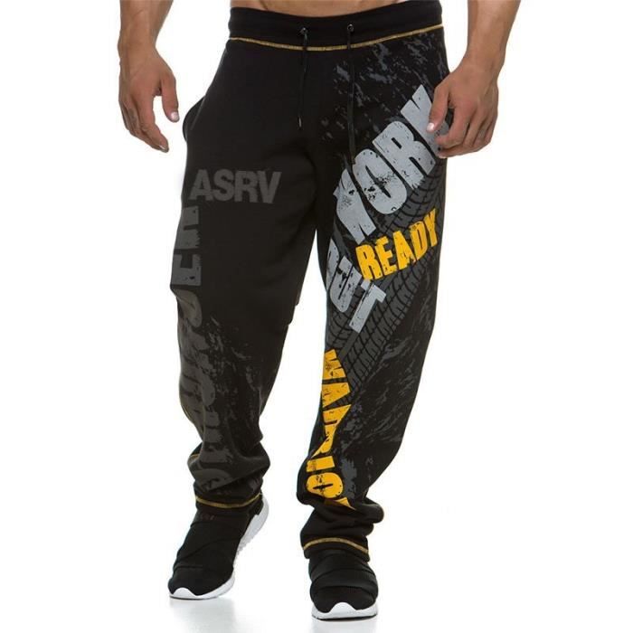 Pantalon de sport homme Fitness en plein air noir GO