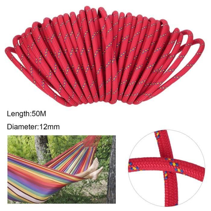 Corde D'Escalade 10m Polyester 8mm - Avec Mousqueton, Pour Outdoor, Camping, Secours