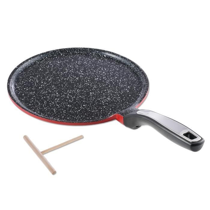 Poêle à Crêpes En Céramique 30 Cm - Poignée Amovible, Compatible Induction, Antiadhésive Saine