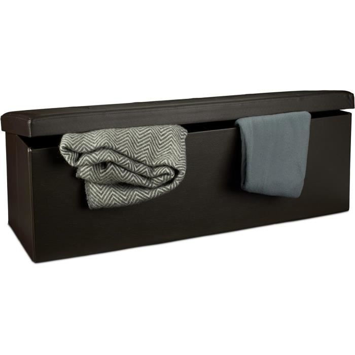 CosyLand - Pouf noir pliable en cuir avec rangement pour chambre - Repose-pieds - Petit banc