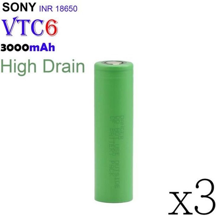 Accu 18650 Sony VTC6 - 3000 mAh INR 3.7V Rechargeable piles Li-ion batteries Lot de 3