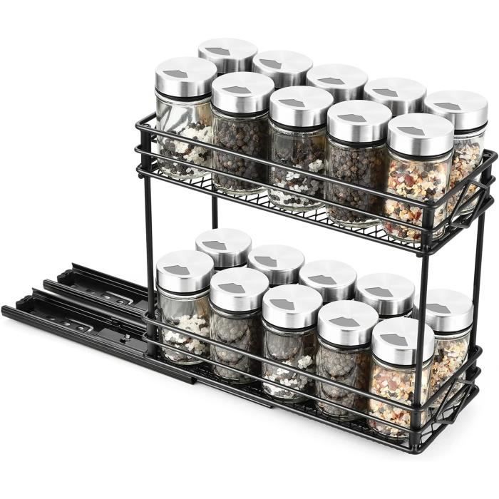 Aceyoon Organisateur Epices Coulissant, Étagère Cuisine à 2 Niveaux