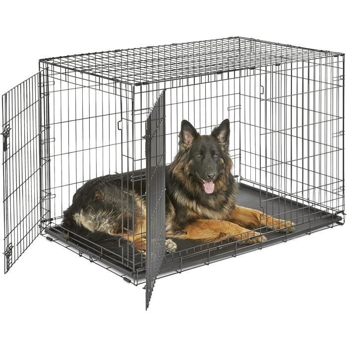 Comparer les prix de New World B48DD Cage pour chiens de petite taille, ment améliorée, 121,92 cm, double porte, comprenant un plateau étanche, des p105