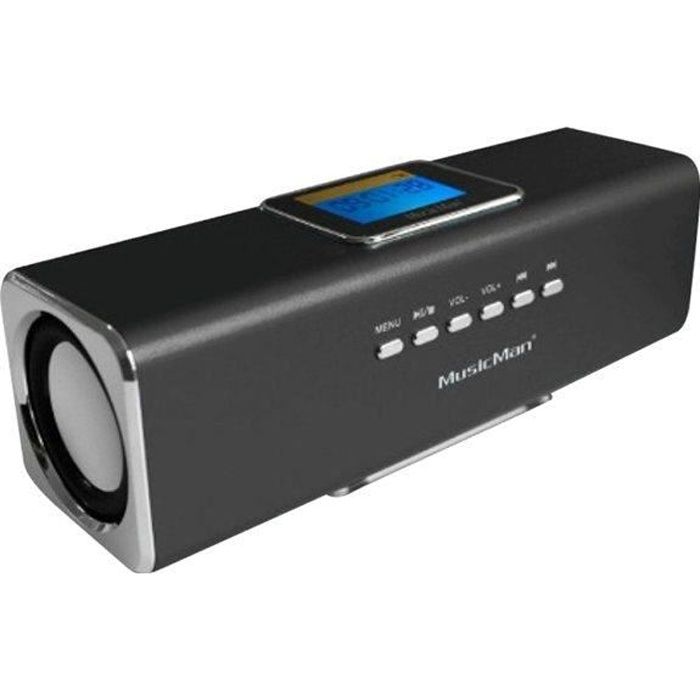 Enceinte portable MUSICMAN MA DISPLAY SOUNDSTATION avec écran, lecteur MP3 et radio intégrée - Noir