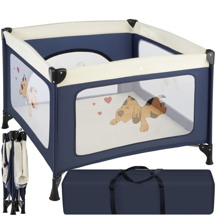 Parc bébé - TECTAKE - Lit de voyage pliant TOMMY JUNIOR en polyester pliable sac de transport 105 x 105 x 78 cm - Bleu