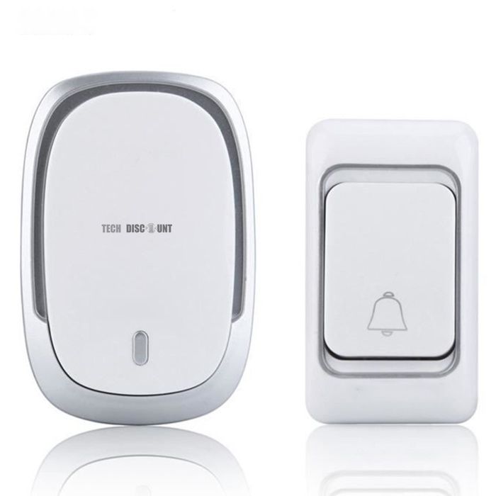 TD® Sonnette sans fil lumière LED Récepteur 36 sonneries 4 niveaux volume télécommandé grande distance sécurité domestique sonnette