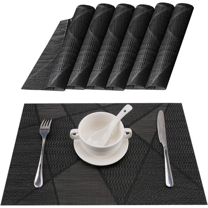 Set de Table en Plastique Rigide de Design Rectangulaire Marron Foncé Haute Qualité (4 Pièces)