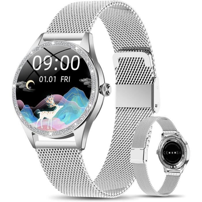 Montre Connect e Pour Femme Argent Brillant 1 09 Hd Ronde