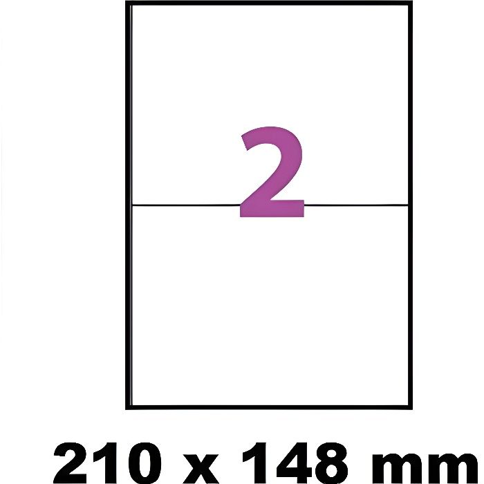 25 feuilles A4 /Étiquettes autocollant blanc mat 50 /étiquettes 148,5 x 210 mm 2 /étiquettes par feuille A5