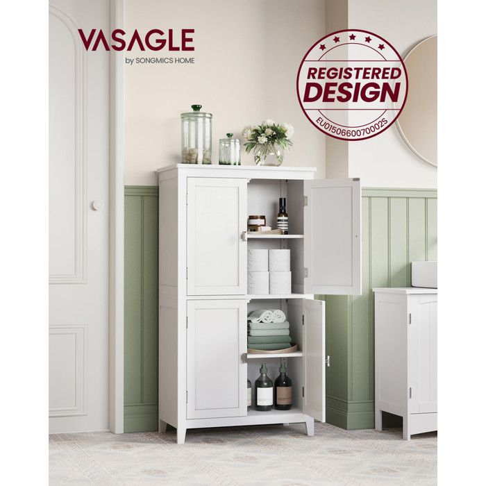 Armoire de Salle de bain avec 4 Portes, 60 x 30 x 110 cm, Meuble de