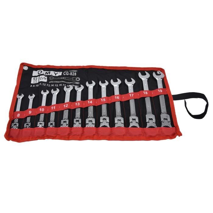 Jeu de 22 clés à cliquet articulées 6-32mm acier-chrome KraftRoyal