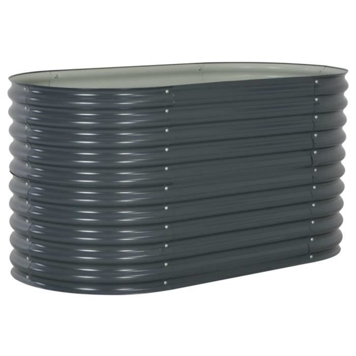 Vidaxl Jardinière - 160x80x81 cm - Acier galvanisé - Gris - Rectangulaire