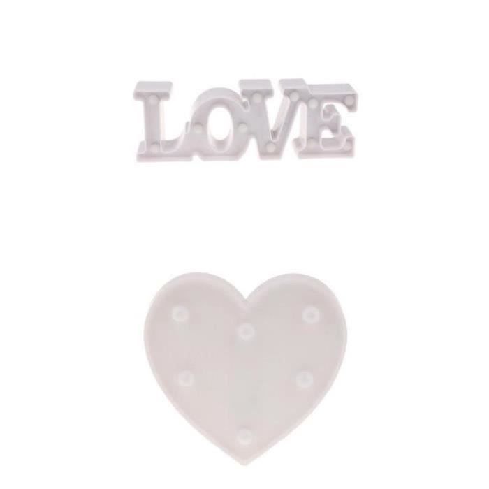 Coeur blanc Signe Avec Lumière DEL Valentine Love cœur cadeau petit chapiteau Wall Art