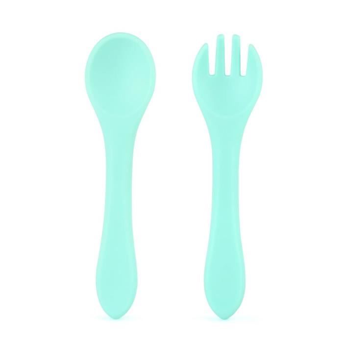 Ensemble De 6 Couverts Bébé En Acier Inoxydable 304 Et Silicone - Sans BPA - Pour Bébés Et Tout-Petits - Facile à Saisir Et Nettoyer
