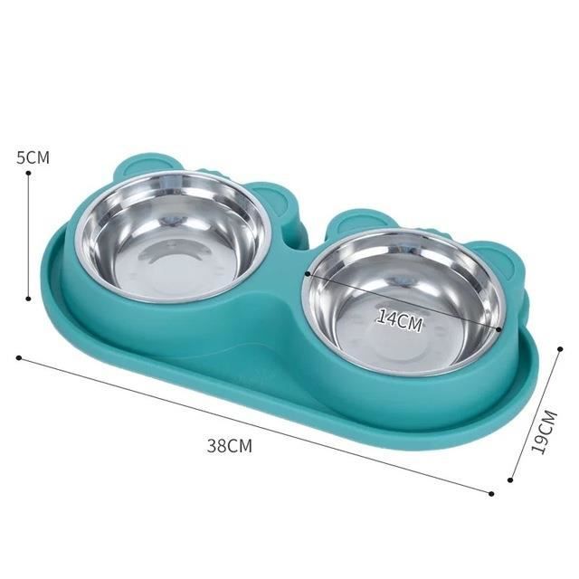 Gamelle Double Pour Chien Et Chat - Personnalisable Avec Son Nom - En Acier Inoxydable épais - Antidérapante - Idéale Pour Nourriture Et Eau