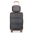 Kono Set de 2 Valise de Voyage Valise Rigide ABS Bagage Cabine 55cm Valise Moyenne à 4 roulettes et Serrure TSA, Noir/Marron-1