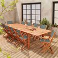 Salon de jardin en bois extensible - Almeria - Grande table 200/250/300cm avec 2 rallonges. 2 fauteuils et 8 chaises. en bois-1