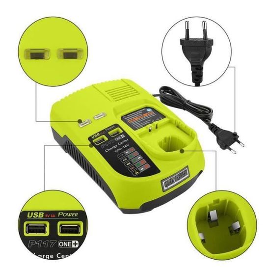 Chargeur de remplacement pour batterie Ryobi ONE+ 12V-18V