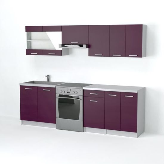 Ultra Cuisine Complete Avec Plan De Travail L 2m40 Aubergine Mat Achat Vente Cuisine Complete Ultra Cuisine Complete 2m40 Cdiscount