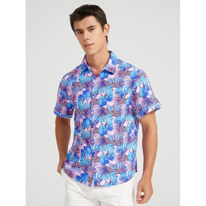 Chemise Hawaienne Originale Volcom Chemise Hawaïenne à Manches Courtes Pour Homme Avec Col Boutonné, Lys Tigré, M Chemise Hawaienne Tropicale