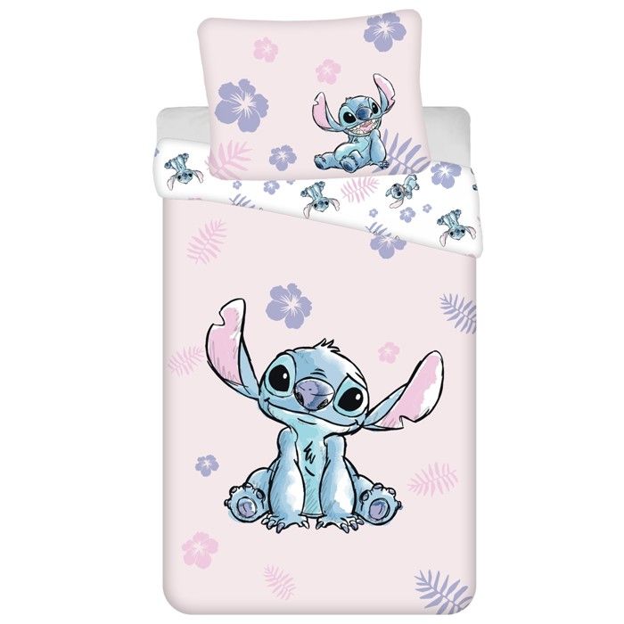 Disney Stitch Parure de lit, zippée, pour enfants, draps en coton